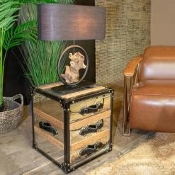 Now’s Home Lampes à Poser Lampe De Table En Métal Et Bois -Éclairage Soldes 2024 lampe de table en metal et bois 2