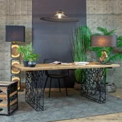 Now’s Home Lampes à Poser Lampe De Table En Métal Et Bois -Éclairage Soldes 2024 lampe de table en metal et bois 5