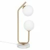Maisons Du Monde Lampes à Poser Lampe Deux Globes En Verre Et Métal Doré, Socle En Marbre Blanc