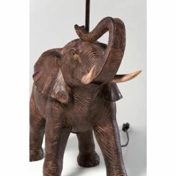 Kare Design Lampes à Poser Lampe éléphant En Polyrésine Marron Et Abat-jour En Lin -Éclairage Soldes 2024 lampe elephant en polyresine marron et abat jour en lin 2
