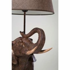 Kare Design Lampes à Poser Lampe éléphant En Polyrésine Marron Et Abat-jour En Lin -Éclairage Soldes 2024 lampe elephant en polyresine marron et abat jour en lin 3