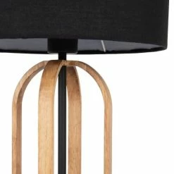 Nouvelles versions -Éclairage Soldes 2024 lampe en bois d hevea et abat jour en coton recycle noir 1000 9 19 227979 4