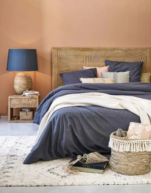 Maisons Du Monde Lampes à Poser Lampe En Bois De Manguier Et Abat-jour En Coton Bleu D43 5 Maisons Du Monde Lampes à Poser Lampe En Bois De Manguier Et Abat-jour En Coton Bleu D43 – Image 3