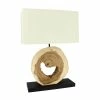 Now’s Home Lampes à Poser Lampe En Bois Naturel Avec Abat-jour Ivoire H57cm -Éclairage Soldes 2024 lampe en bois naturel avec abat jour ivoire h57cm