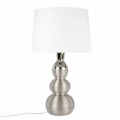 Maisons Du Monde Lampes à Poser Lampe En Céramique Argentée Et Abat-jour écru
