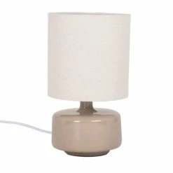 Maisons Du Monde Lampes à Poser Lampe En Céramique Beige Et Abat-jour En Coton écru