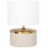 Maisons Du Monde Lampes à Poser Lampe En Céramique Beige Et Fer Doré, Abat-jour En Coton Blanc