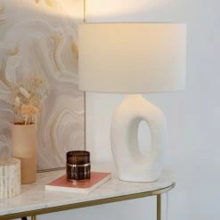 Maisons Du Monde Lampes à Poser Lampe En Céramique Blanche Et Abat-jour En Coton -Éclairage Soldes 2024 lampe en ceramique blanche et abat jour en coton 1000 15 10 227560 4