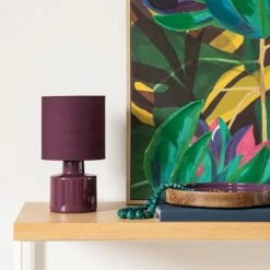 Maisons Du Monde Lampes à Poser Lampe En Céramique Et Abat-jour En Coton Violet Aubergine - Lot De 2 -Éclairage Soldes 2024 lampe en ceramique et abat jour en coton violet aubergine 1000 16 1 223328 2