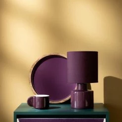 Maisons Du Monde Lampes à Poser Lampe En Céramique Et Abat-jour En Coton Violet Aubergine - Lot De 2 -Éclairage Soldes 2024 lampe en ceramique et abat jour en coton violet aubergine 1000 16 1 223328 4