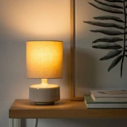 Maisons Du Monde Lampes à Poser Lampe En Céramique Gris Nuage Et Abat-jour En Coton écru -Éclairage Soldes 2024 lampe en ceramique gris nuage et abat jour en coton ecru 1000 13 0 225008 3