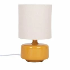 Maisons Du Monde Lampes à Poser Lampe En Céramique Gris Nuage Et Abat-jour En Coton écru -Éclairage Soldes 2024 lampe en ceramique jaune et abat jour en coton ecru junha 1000 14 1 225009 1