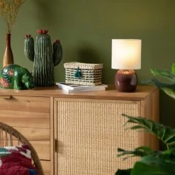 Maisons Du Monde Lampes à Poser Lampe En Céramique Marron Et Abat-jour En Coton Blanc -Éclairage Soldes 2024 lampe en ceramique marron et abat jour en coton blanc 1000 12 1 227387 3