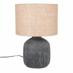 Maisons Du Monde Lampes à Poser Lampe En Céramique Noire Et Abat-jour En Jute