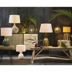 Maisons Du Monde Lampes à Poser Lampe En Céramique Verte Abat-jour En Coton Blanc -Éclairage Soldes 2024 lampe en ceramique verte abat jour en coton blanc 1000 0 32 171904 10