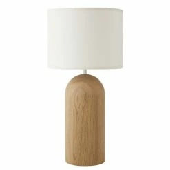 Maisons Du Monde Lampes à Poser Lampe En Chêne Et Abat-jour En Coton Blanc