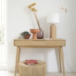 Maisons Du Monde Lampes à Poser Lampe En Chêne Et Abat-jour En Coton Blanc -Éclairage Soldes 2024 lampe en chene et abat jour en coton blanc 1000 16 23 211870 4