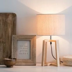 Maisons Du Monde Lampes à Poser Lampe En Hévéa Avec Abat-jour Coloris Gris Clair -Éclairage Soldes 2024 lampe en hevea avec abat jour coloris gris clair 1000 7 1 206149 2