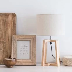 Maisons Du Monde Lampes à Poser Lampe En Hévéa Avec Abat-jour Coloris Gris Clair -Éclairage Soldes 2024 lampe en hevea avec abat jour coloris gris clair 1000 7 1 206149 3