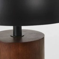 Maisons Du Monde Lampes à Poser Lampe En Hévéa Et Abat-jour En Métal Noir -Éclairage Soldes 2024 lampe en hevea et abat jour en metal noir 1000 14 13 210712 2