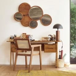 Maisons Du Monde Lampes à Poser Lampe En Hévéa Et Abat-jour En Métal Noir -Éclairage Soldes 2024 lampe en hevea et abat jour en metal noir 1000 14 13 210712 4