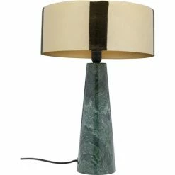 Kare Design Lampes à Poser Lampe En Marbre Vert Et Acier Doré