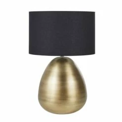Maisons Du Monde Lampes à Poser Lampe En Métal Doré Et Abat-jour En Coton Noir D51