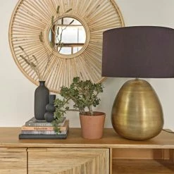 Maisons Du Monde Lampes à Poser Lampe En Métal Doré Et Abat-jour En Coton Noir D51 -Éclairage Soldes 2024 lampe en metal dore et abat jour en coton noir d51 1000 16 17 226337 2