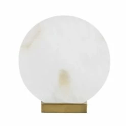 Maisons Du Monde Lampes à Poser Lampe En Métal Doré Et Cercle En Alabatre Blanche H32