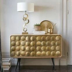 Maisons Du Monde Lampes à Poser Lampe En Métal Doré Et Coton Blanc -Éclairage Soldes 2024 lampe en metal dore et coton blanc 1000 3 40 165311 10