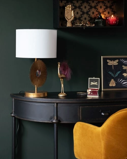 Maisons Du Monde Lampes à Poser Lampe En Métal Doré Soleil Sculpté Et Abat-jour Blanc En Coton Et Lin Recyclés 4 Maisons Du Monde Lampes à Poser Lampe En Métal Doré Soleil Sculpté Et Abat-jour Blanc En Coton Et Lin Recyclés – Image 2