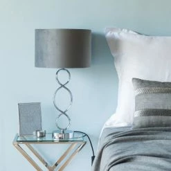 Maisons Du Monde Lampes à Poser Lampe En Métal Et Abat-jour En Velours Gris -Éclairage Soldes 2024 lampe en metal et abat jour en velours gris 1000 3 33 195316 3