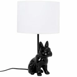 Maisons Du Monde Lampes à Poser Lampe En Polyrésine Noire Et Abat-jour Blanc