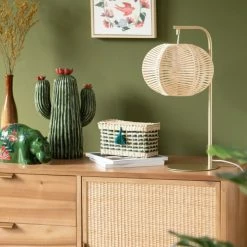 Maisons Du Monde Lampes à Poser Lampe En Rotin Et Métal Doré -Éclairage Soldes 2024 lampe en rotin et metal dore 1000 5 9 228502 2