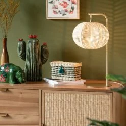 Maisons Du Monde Lampes à Poser Lampe En Rotin Et Métal Doré -Éclairage Soldes 2024 lampe en rotin et metal dore 1000 5 9 228502 3