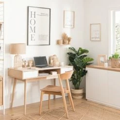 Maisons Du Monde Lampes à Poser Lampe En Rotin Tressé Et Abat-jour En Lin Beige -Éclairage Soldes 2024 lampe en rotin tresse et abat jour en lin beige 1000 10 30 211303 3