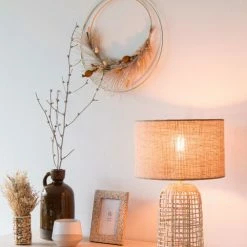Maisons Du Monde Lampes à Poser Lampe En Rotin Tressé Et Abat-jour En Lin Beige -Éclairage Soldes 2024 lampe en rotin tresse et abat jour en lin beige 1000 10 30 211303 5