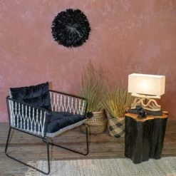 Pirouette Paris Lampes à Poser Lampe En Teck Avec Abat-jour Blanc -Éclairage Soldes 2024 lampe en teck avec abat jour blanc 2