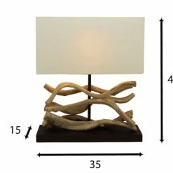 Pirouette Paris Lampes à Poser Lampe En Teck Avec Abat-jour Blanc -Éclairage Soldes 2024 lampe en teck avec abat jour blanc 4