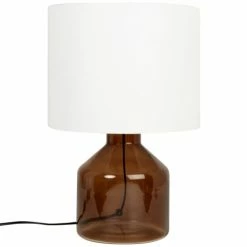 Maisons Du Monde Lampes à Poser Lampe En Verre Marron Et Abat-jour Blanc