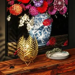 Kare Design Lampes à Poser Lampe Feuilles En Acier Doré -Éclairage Soldes 2024 lampe feuilles en acier dore 1