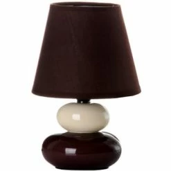 Unimasa Lampes à Poser Lampe Galet Céramique Marron Et Crème -Éclairage Soldes 2024 lampe galet ceramique marron et creme 2