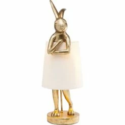 Kare Design Lampes à Poser Lampe Lapin En Polyrésine Dorée Et Abat-jour En Lin Beige H68 -Éclairage Soldes 2024 lampe lapin en polyresine doree et abat jour en lin beige h68 3
