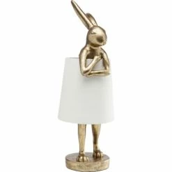 Kare Design Lampes à Poser Lampe Lapin En Polyrésine Dorée Et Abat-jour En Lin Beige H68 -Éclairage Soldes 2024 lampe lapin en polyresine doree et abat jour en lin beige h68 4