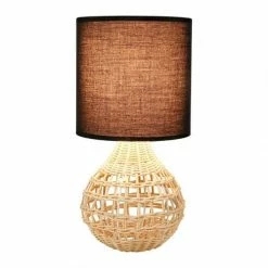Decoratie Lampes à Poser Lampe Rotin Fine Abat-jour Noir -Éclairage Soldes 2024 lampe rotin fine abat jour noir 3