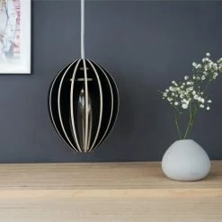 Gone's Suspensions Lampe Suspension Bois Et Béton Frêne Teinté Noir Cordon Blanc -Éclairage Soldes 2024 lampe suspension bois et beton frene teinte noir cordon blanc 2