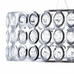 Beliani Suspensions Lampe Suspension Chromé Et Cristal -Éclairage Soldes 2024 lampe suspension chrome et cristal 3
