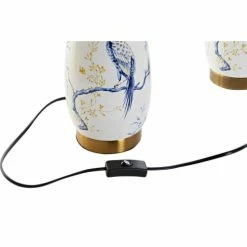 Wadiga Lampes à Poser Lampes En Grès Bleu Et Blanc Oiseaux 29x29x55cm - Lot De 2 -Éclairage Soldes 2024 lampes en gres bleu et blanc oiseaux 29x29x55cm lot de 2 2