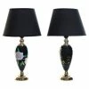 Wadiga Lampes à Poser Lampes En Grès Noir Et Doré Fleurs 28x28x50cm - Lot De 2 -Éclairage Soldes 2024 lampes en gres noir et dore fleurs 28x28x50cm lot de 2