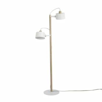 DIZY Design Lampadaires Luminaire à Poser Avec 2 Abat-jours En Chêne Et Métal Blanc 6 DIZY Design Lampadaires Luminaire à Poser Avec 2 Abat-jours En Chêne Et Métal Blanc – Image 4